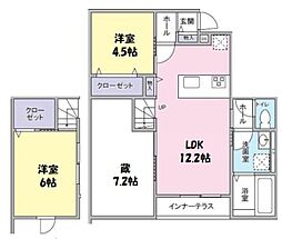 JR八高線 小宮駅 徒歩6分の賃貸アパート 1階2LDKの間取り