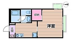 マンハイムII 2階1Kの間取り
