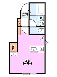 ドゥウェル下柳A 1階ワンルームの間取り