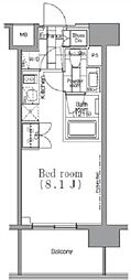 パークハビオ目黒リバーサイド ワンルームの間取図画像