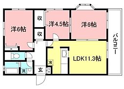 レ・フルゥール 3LDKの間取図画像