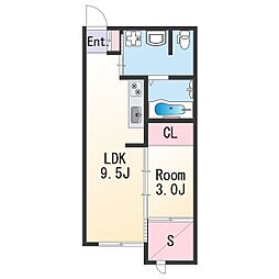 南海加太線 八幡前駅 徒歩5分の賃貸アパート 1階1LDKの間取り