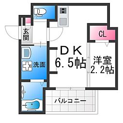 西湊町エヌエム・セント 1DKの間取図画像
