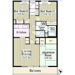 グリシーヌ高井戸 1階3LDKの間取り