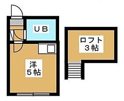 ユリパレス東高円寺 2階1Kの間取り