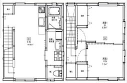 シェシャンフルール若林 2LDKの間取図画像