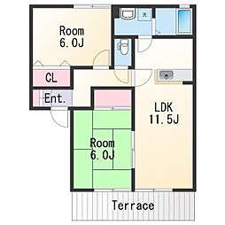 メゾン誠芳　Ｂ棟 1階2LDKの間取り