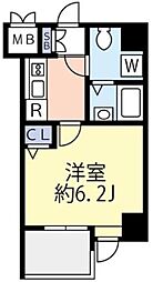 グランヴァンメトロ-1 2階1Kの間取り