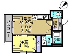 LUNIGHT都賀 1LDKの間取図画像