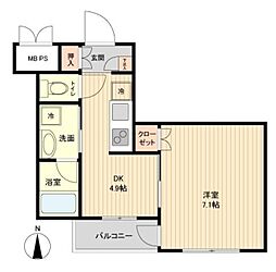 柏葉館 1DKの間取図画像