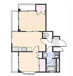 パティオ桔梗 2DKの間取図画像