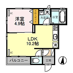 D-room宇治南山 1LDKの間取図画像