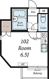 SKコーポ東村山 1階ワンルームの間取り