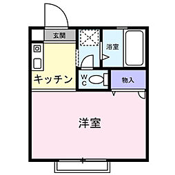 ヴィラ恋ヶ窪A 1DKの間取図画像