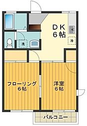 アベニュー 1階2DKの間取り