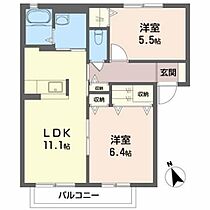 ユウワ A0203 ｜ 山口県岩国市川西３丁目5-7（賃貸アパート2LDK・2階・54.18㎡） その2