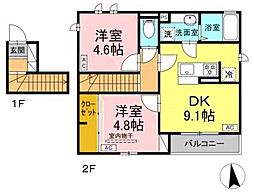 ジラソーレ 2階2LDKの間取り