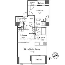 プレミスト南青山 4階2LDKの間取り