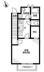 アスピリアdesPaix 1Kの間取図画像