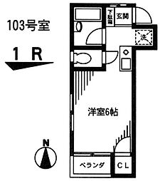 ロイヤル王子神谷 1階ワンルームの間取り