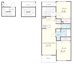 シエルブルー亀戸 3階2LDKの間取り
