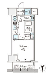 ジオエント新町 1Kの間取図画像