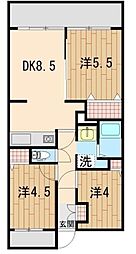 グリーンパーク鳩ヶ谷B棟 3DKの間取図画像
