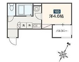 MOMO HOUSE東村山 2階1Kの間取り
