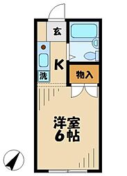 マルナカハイツA 1Kの間取図画像