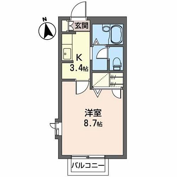 広瀬川ハイムＢ 201｜宮城県仙台市青葉区米ケ袋３丁目(賃貸アパート1K・2階・26.25㎡)の写真 その2