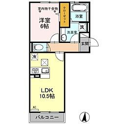 ロイジェントパークス レイクタウンIII C 1階1LDKの間取り