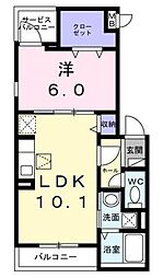 カサ・ベル 1LDKの間取図画像
