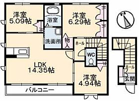 エスポワールIII A0201 ｜ 鳥取県米子市西福原９丁目2-66（賃貸アパート3LDK・2階・72.72㎡） その2