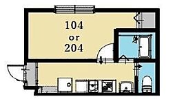 アイコート鎌ヶ谷 1階1Kの間取り