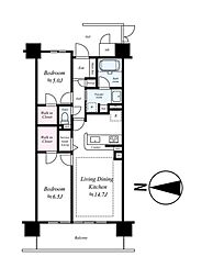 京都地下鉄東西線 西大路御池駅 徒歩3分の賃貸マンション 5階2SLDKの間取り