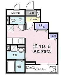 ヴェルパシオ ワンルームの間取図画像