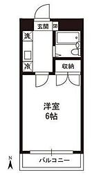 ハイムグリンディル 3階1Kの間取り