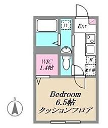 JR中央線 三鷹駅 徒歩12分の賃貸アパート 1階1Kの間取り