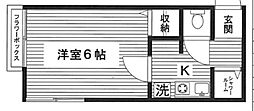 東急大井町線 緑が丘駅 徒歩6分の賃貸アパート 2階1Kの間取り