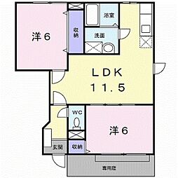 アウローラ　II 1階2LDKの間取り