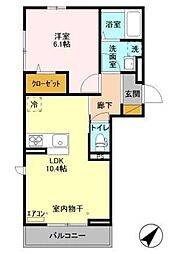 メゾン・ド・ノールおおたか 1LDKの間取図画像