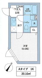 レピュア三ノ輪レジデンスII 2階1Kの間取り