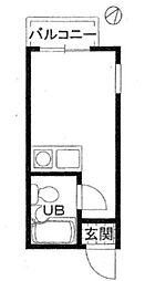 JR山手線 大崎駅 徒歩14分の賃貸マンション 3階ワンルームの間取り