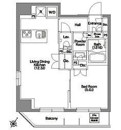 エルスタンザ文京根津 1LDKの間取図画像