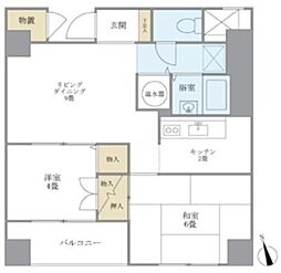 グランドメゾン田町 7階2LDKの間取り