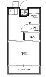 めじろハイツ 1Kの間取図画像