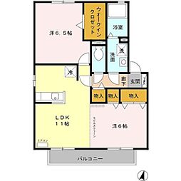 シャレーエスポワール 壱番館 2階2LDKの間取り