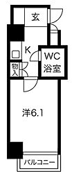 ダイアパレス上野 3階1Kの間取り