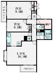 目黒ロイアルハイツ 4階2SLDKの間取り