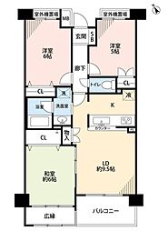 ロイヤルステージ松戸六実 5階3LDKの間取り
